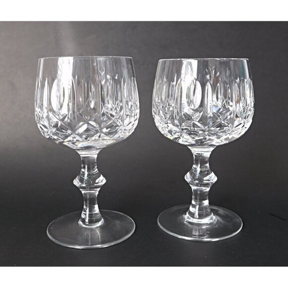 4 Cut Crystal Wine Glasses Stems Goblets Vintage Barware - Picture 3 of 6